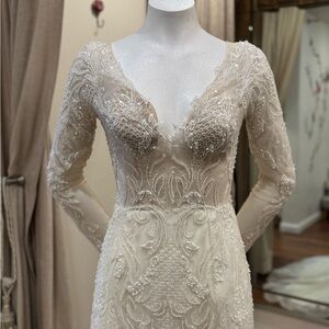 Fit-and-Flare Long Sleeve Lace Wedding Dress